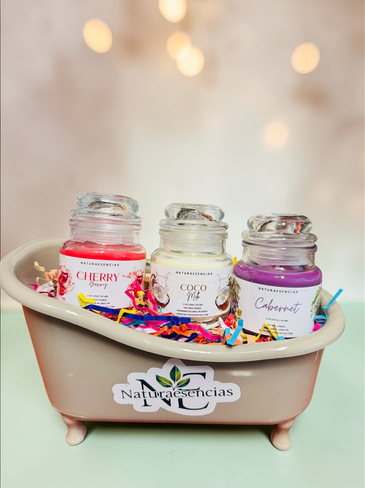 16. Set de 3 velas +bañerita.